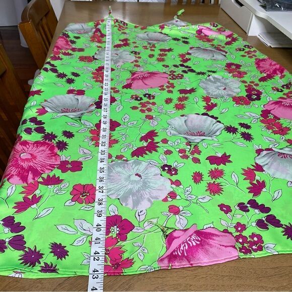 Neon Green Floral Midi Dress Size 20 - Picture 6 of 7